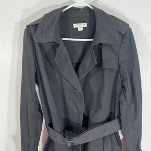 Coldwater Creek Classic‎ Gray Cotton Blend Blazer Trench Coat Womens Size 10